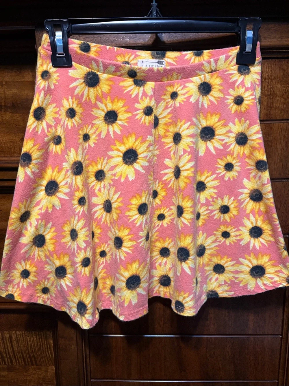 La Hearts Coral Sunflower Circle Skirt